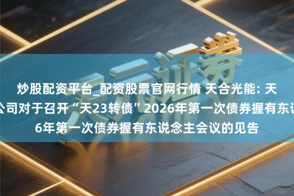 炒股配资平台_配资股票官网行情 天合光能: 天合光能股份有限公司对于召开“天23转债”2026年第一次债券握有东说念主会议的见告