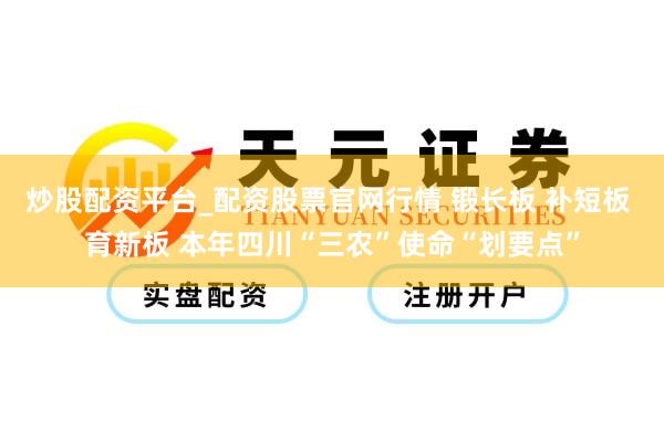 炒股配资平台_配资股票官网行情 锻长板 补短板 育新板 本年四川“三农”使命“划要点”