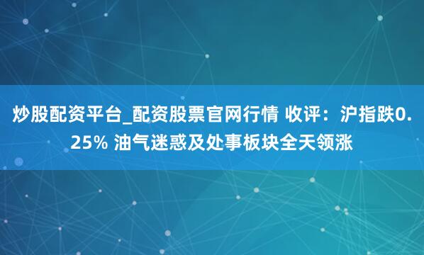 炒股配资平台_配资股票官网行情 收评：沪指跌0.25% 油气迷惑及处事板块全天领涨